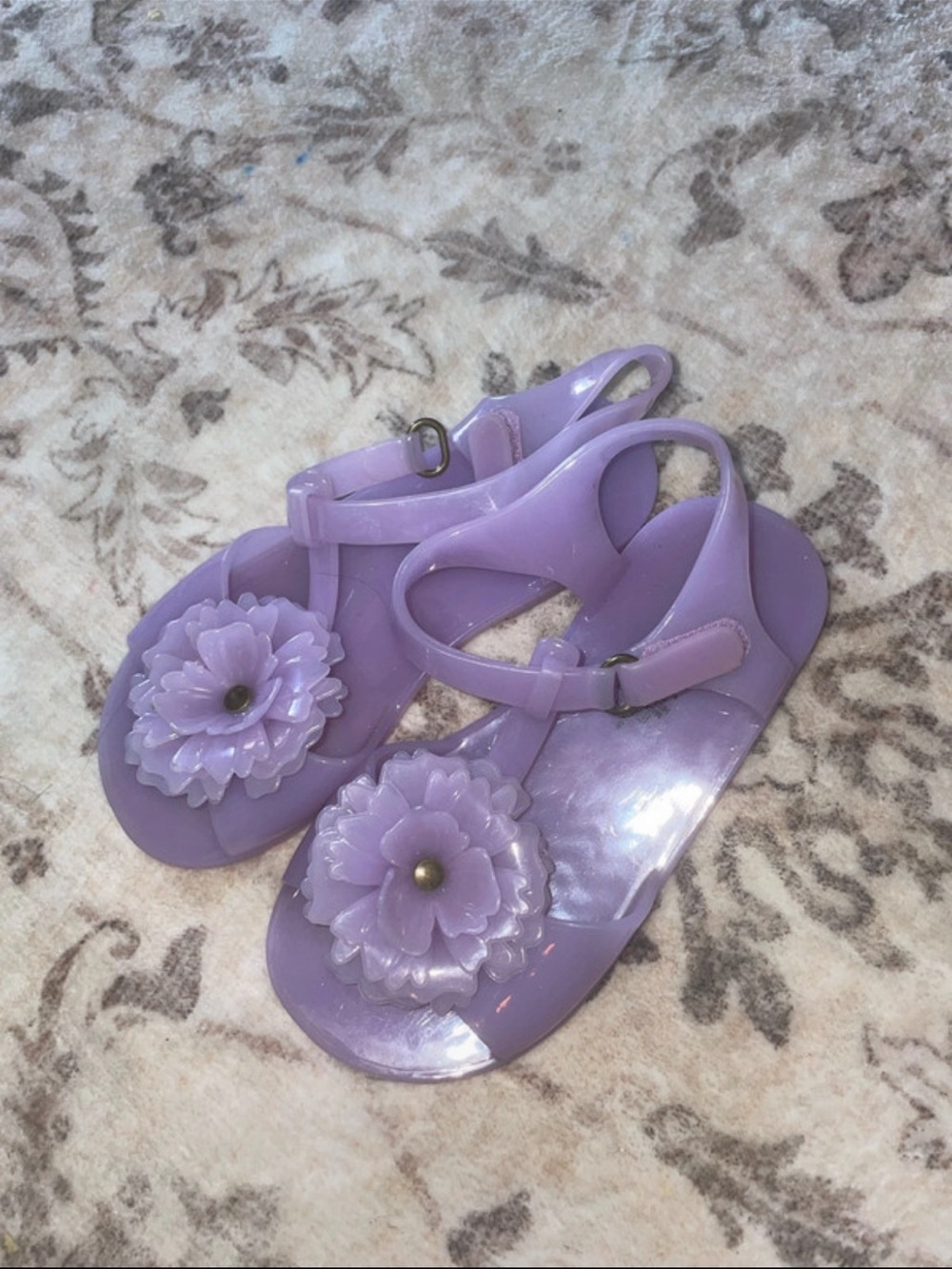 Girls' Purple Floral Jelly Sandals